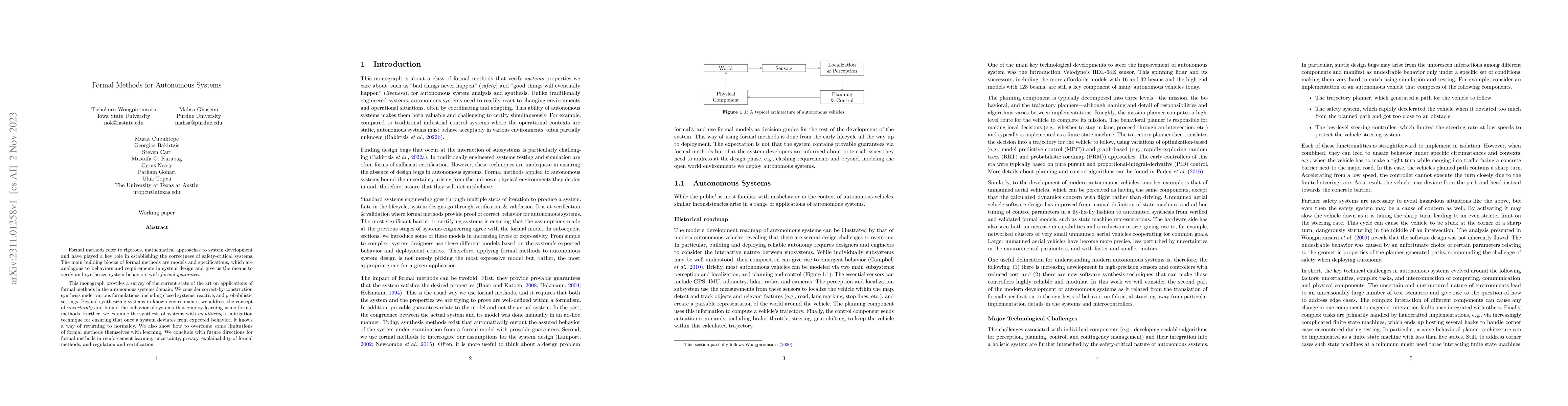 Thumbnail for Formal Methods for Autonomous Systems