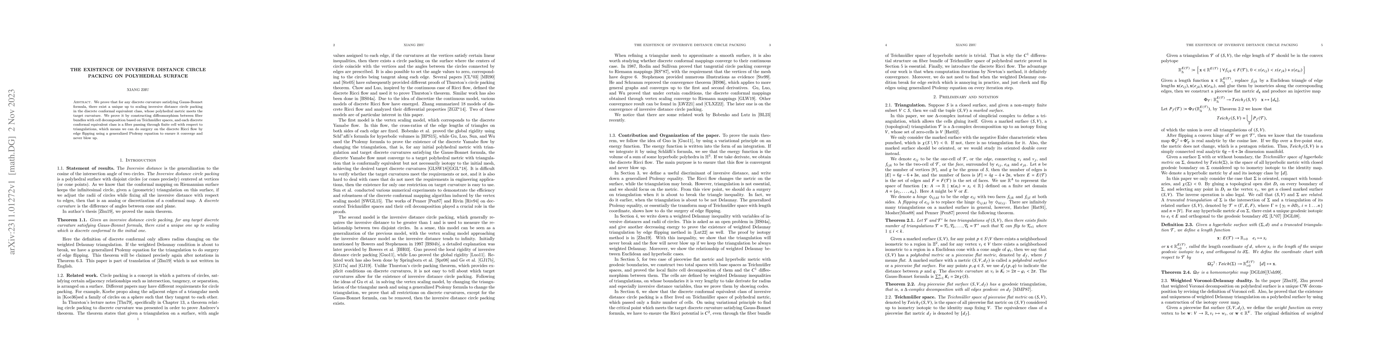 Thumbnail for The existence of inversive distance circle packing on polyhedral surface
