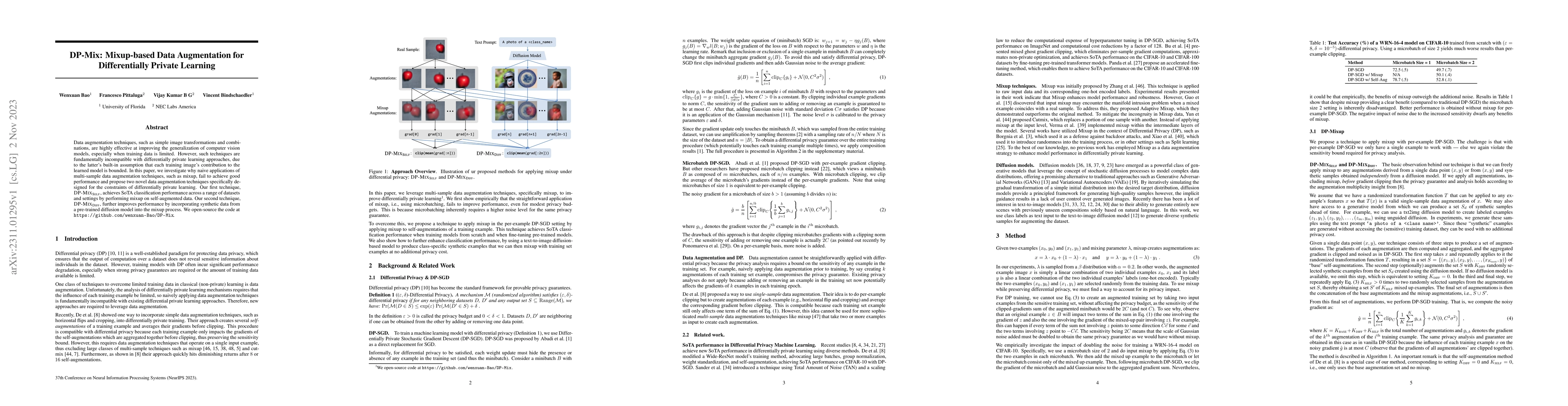 Thumbnail for DP-Mix: Mixup-based Data Augmentation for Differentially Private
  Learning