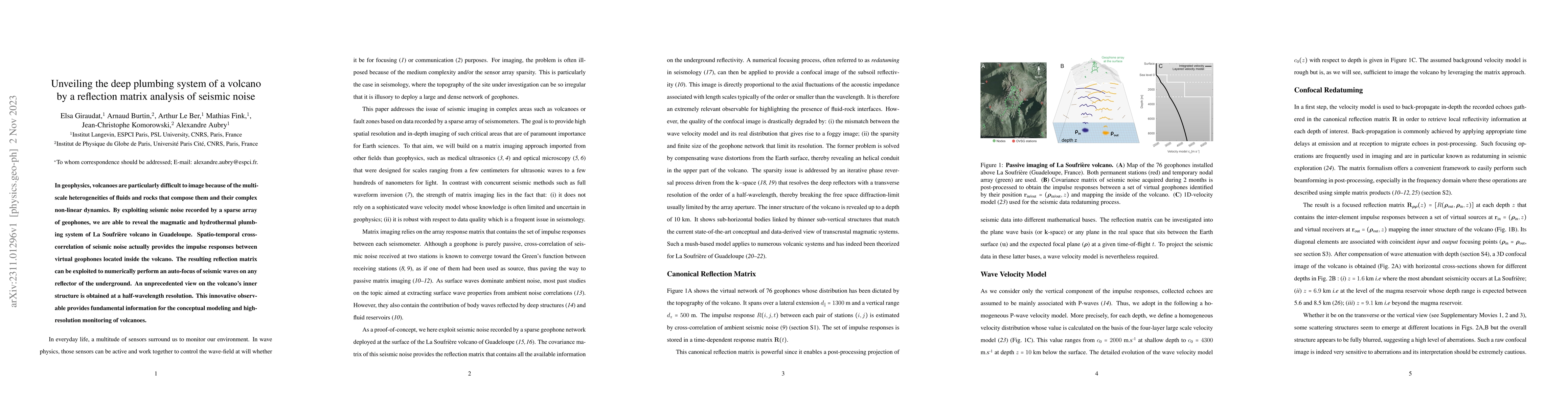 Thumbnail for Unveiling the deep plumbing system of a volcano by a reflection matrix
  analysis of seismic noise