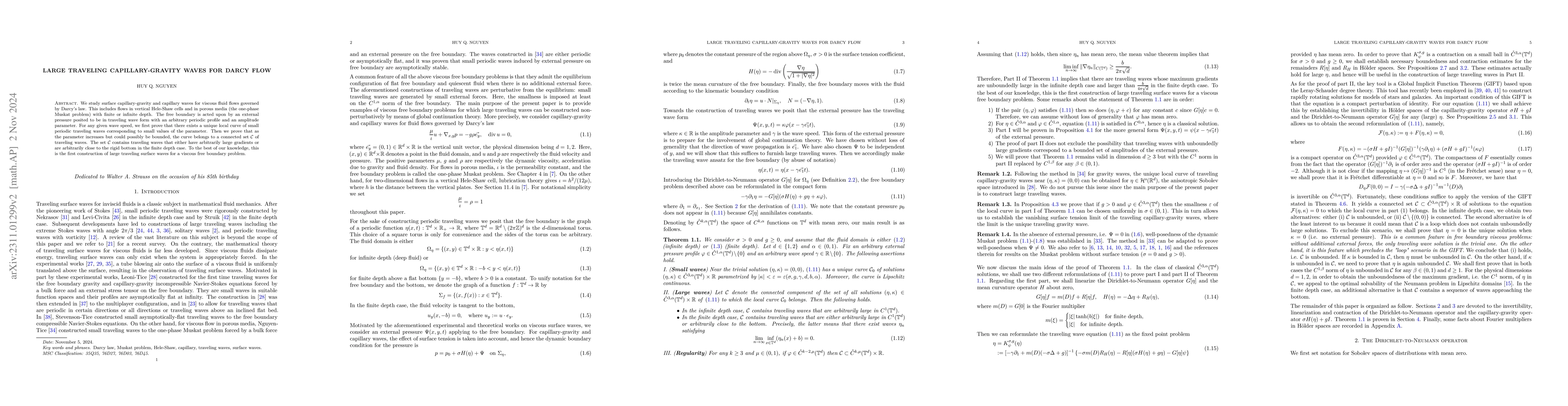 Thumbnail for Large traveling capillary-gravity waves for Darcy flow