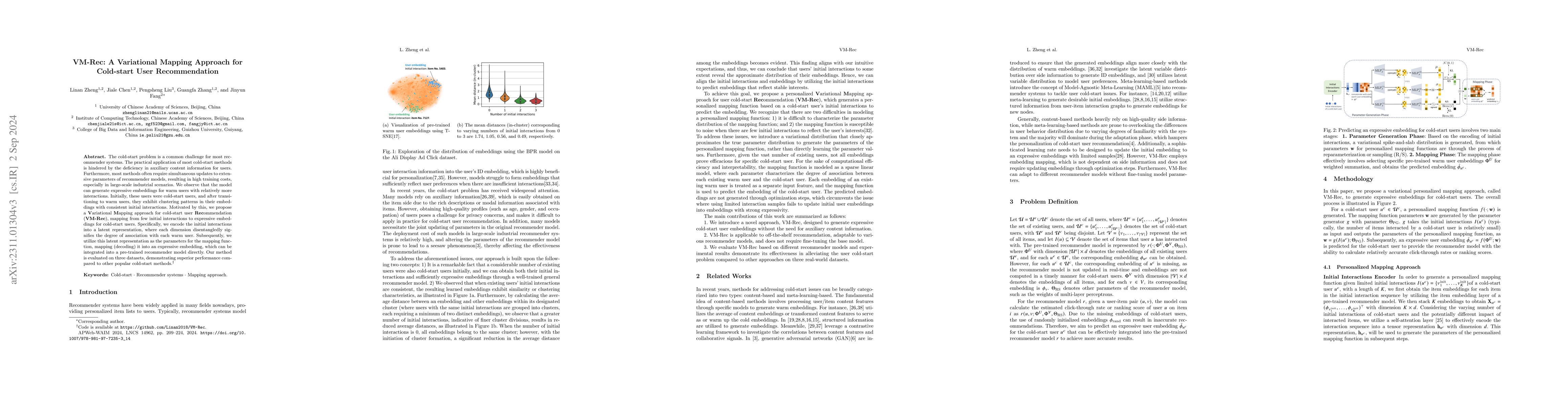 Thumbnail for VM-Rec: A Variational Mapping Approach for Cold-start User
  Recommendation