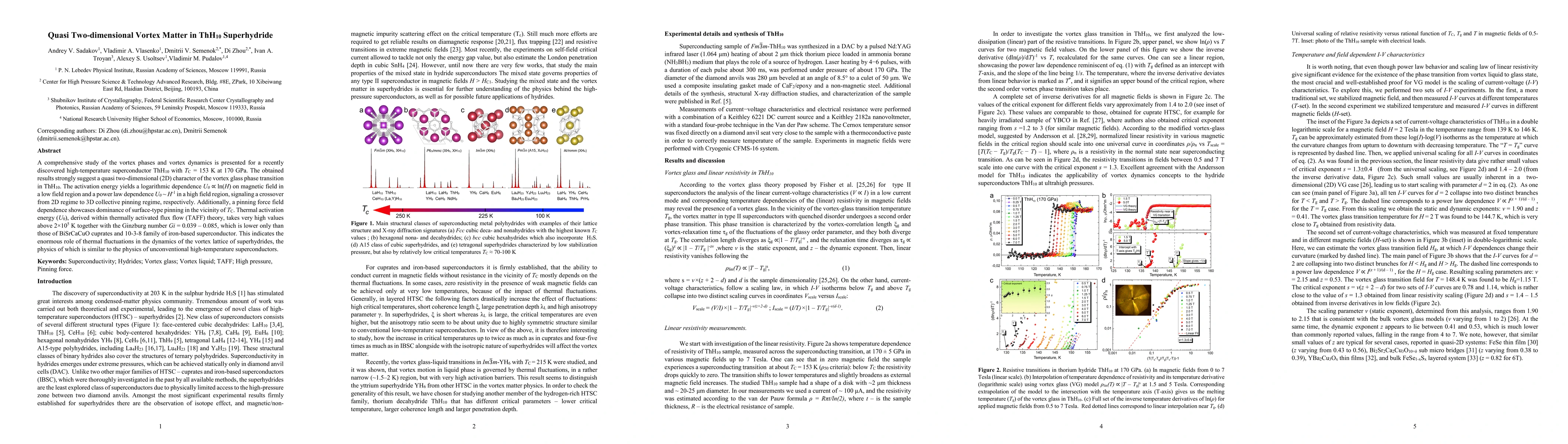 Thumbnail for Quasi Two-dimensional Vortex Matter in ThH$_{10}$ Superhydride