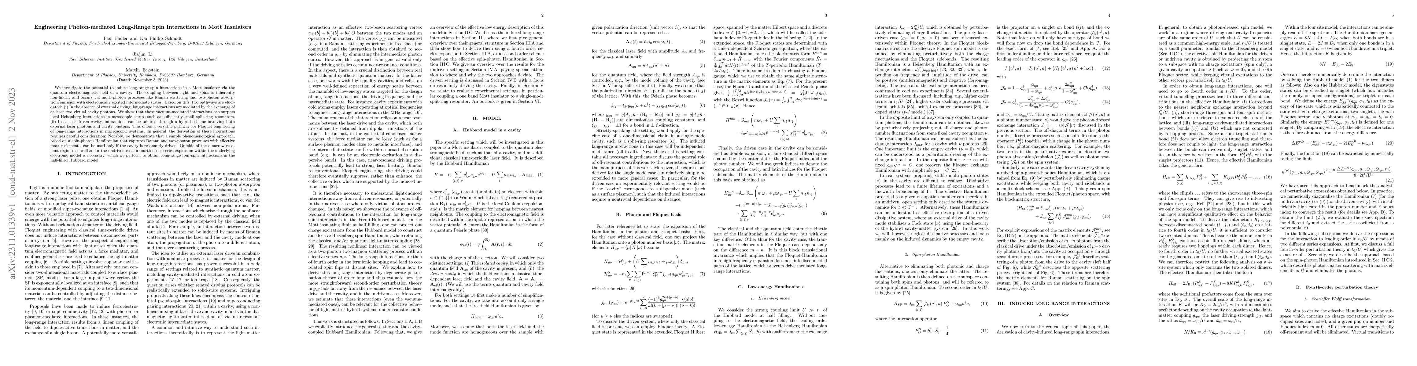 Thumbnail for Engineering Photon-mediated Long-Range Spin Interactions in Mott
  Insulators