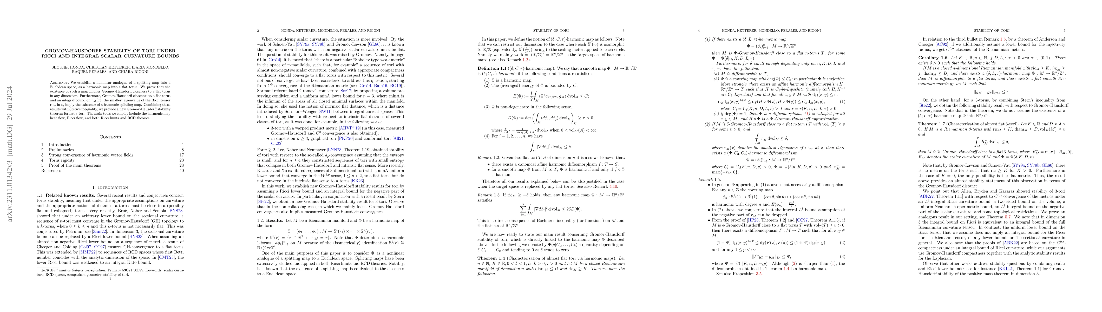 Thumbnail for Gromov-Hausdorff stability of tori under Ricci and integral scalar
  curvature bounds