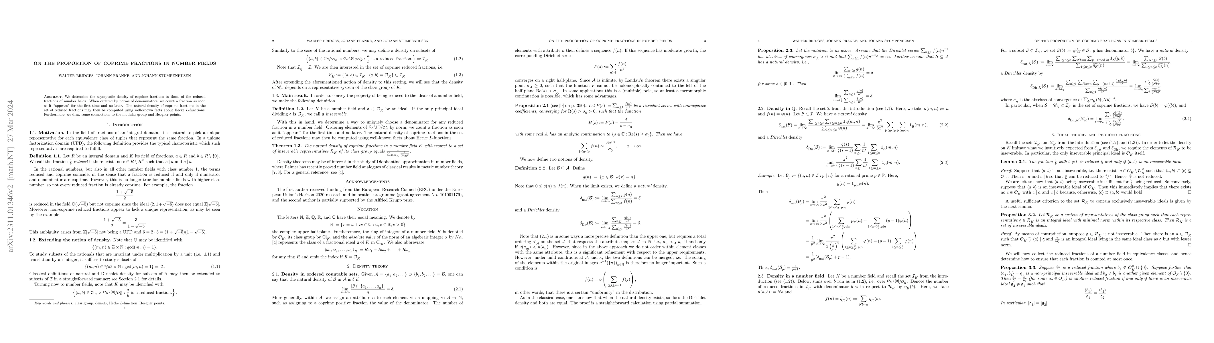 Thumbnail for On the Proportion of Coprime Fractions in Number Fields