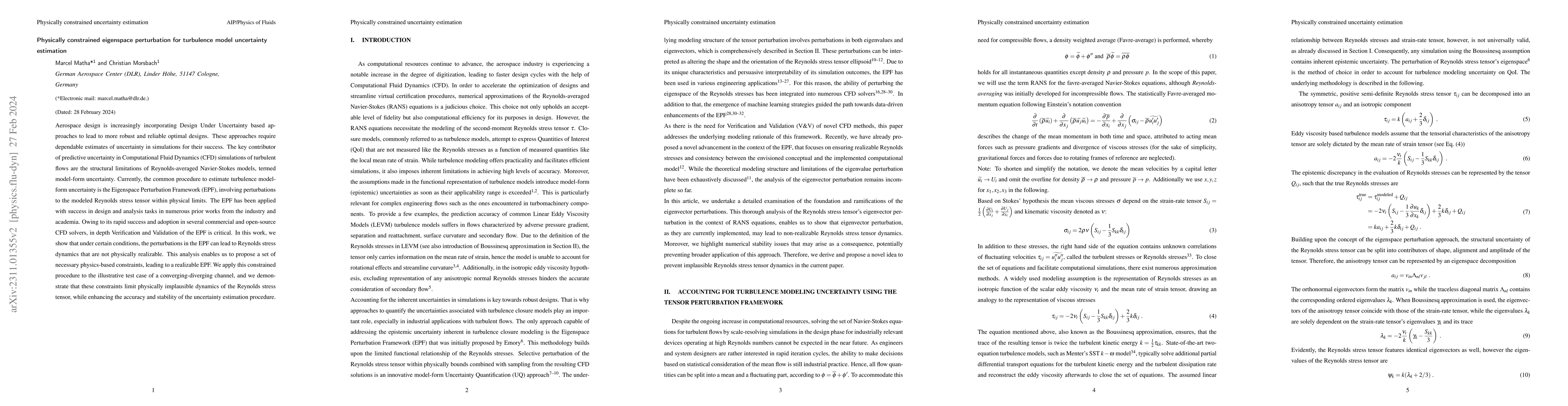 Thumbnail for Physically constrained eigenspace perturbation for turbulence model
  uncertainty estimation