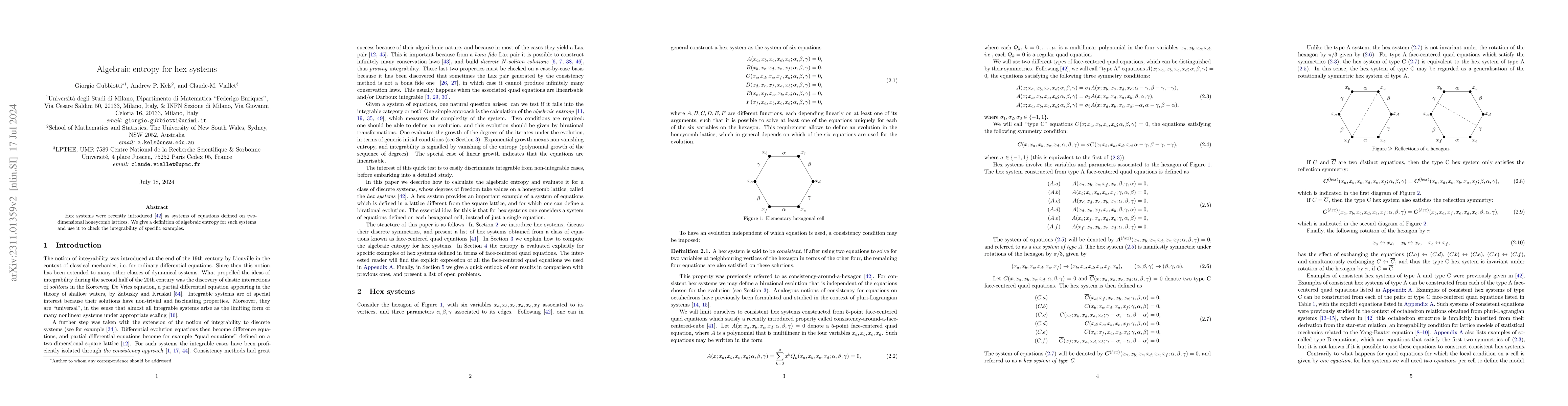 Thumbnail for Algebraic entropy for hex systems