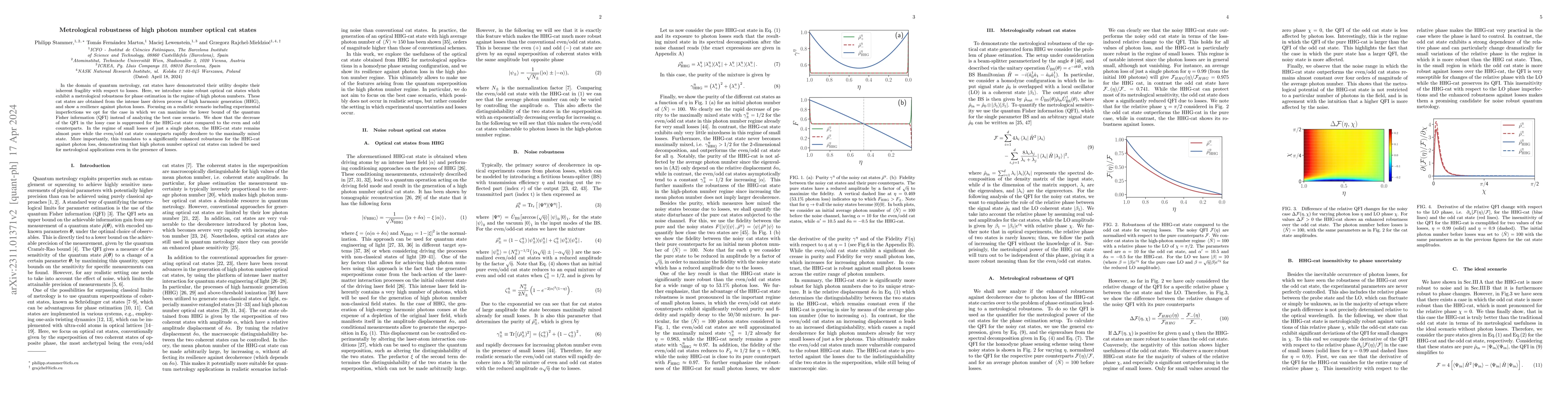 Thumbnail for Metrological robustness of high photon number optical cat states