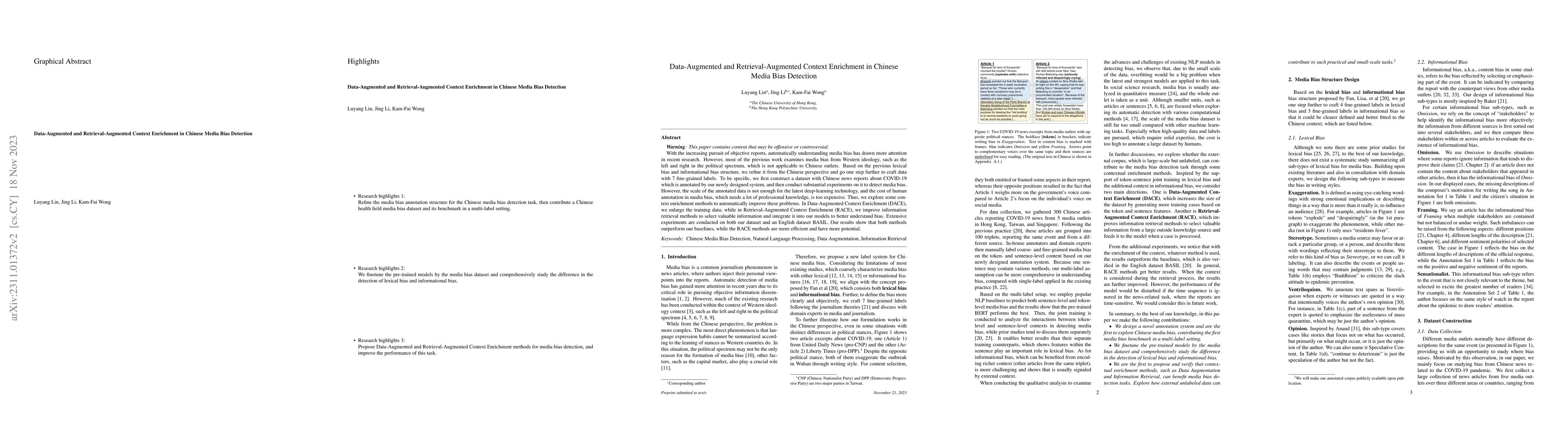 Thumbnail for Data-Augmented and Retrieval-Augmented Context Enrichment in Chinese
  Media Bias Detection