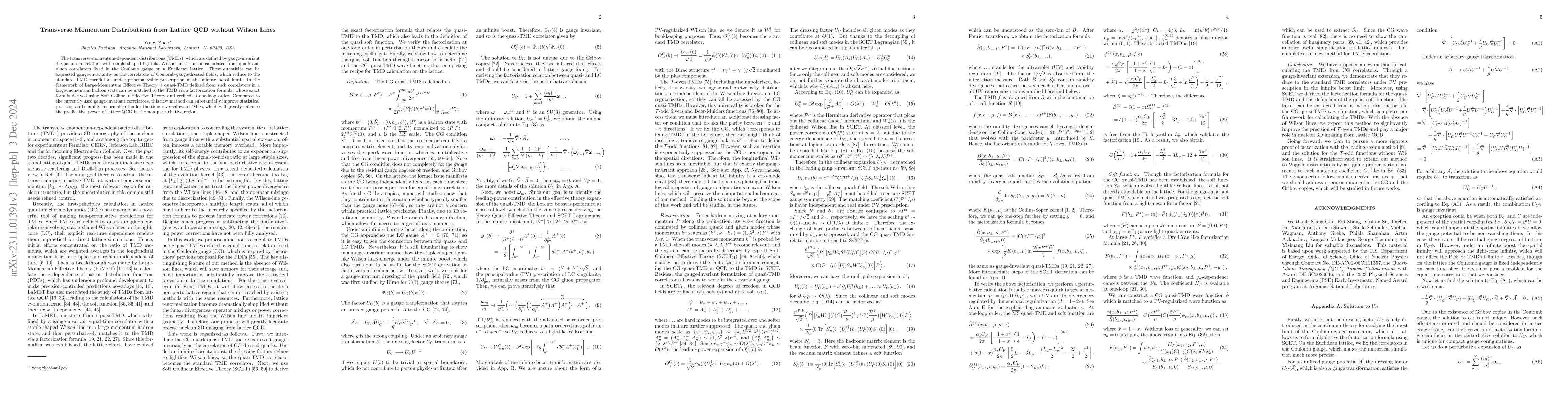 Thumbnail for Transverse Momentum Distributions from Lattice QCD without Wilson Lines
