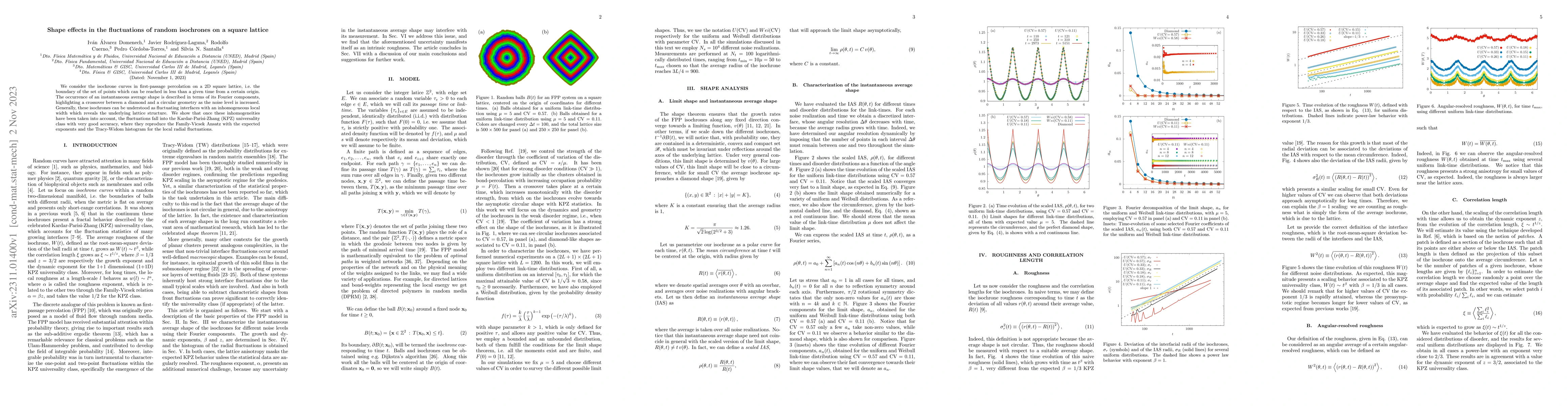 Thumbnail for Shape effects in the fluctuations of random isochrones on a square
  lattice