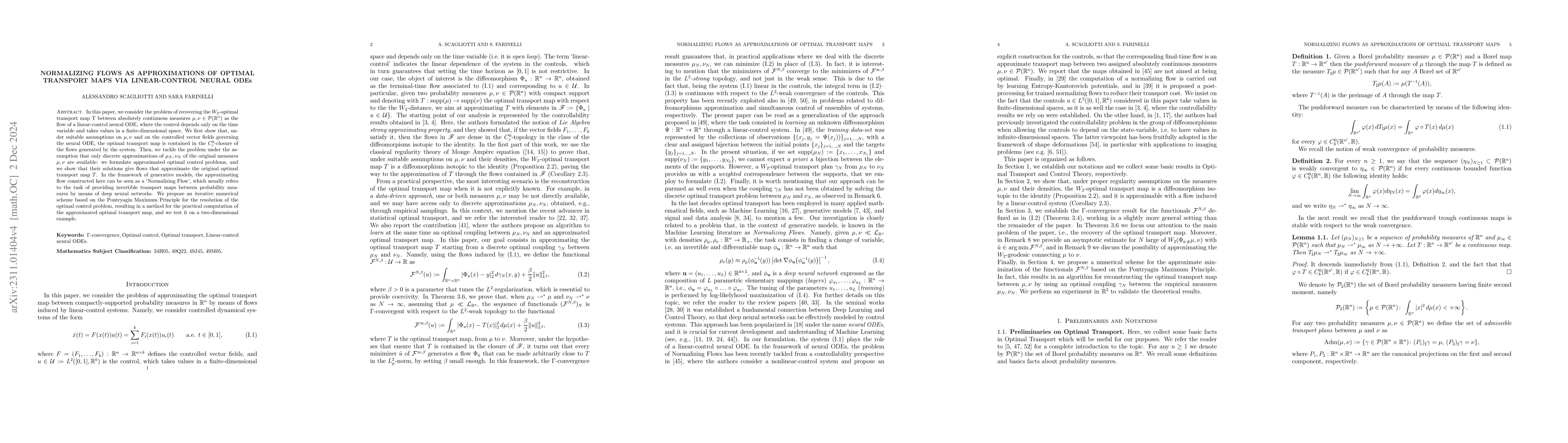 Thumbnail for Normalizing flows as approximations of optimal transport maps via
  linear-control neural ODEs