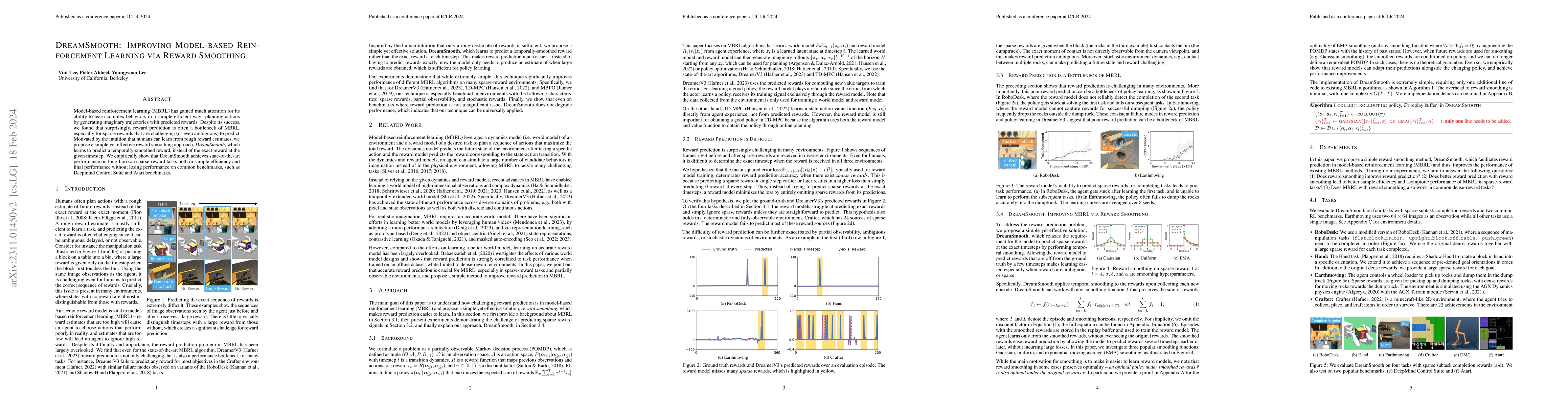 Thumbnail for DreamSmooth: Improving Model-based Reinforcement Learning via Reward
  Smoothing