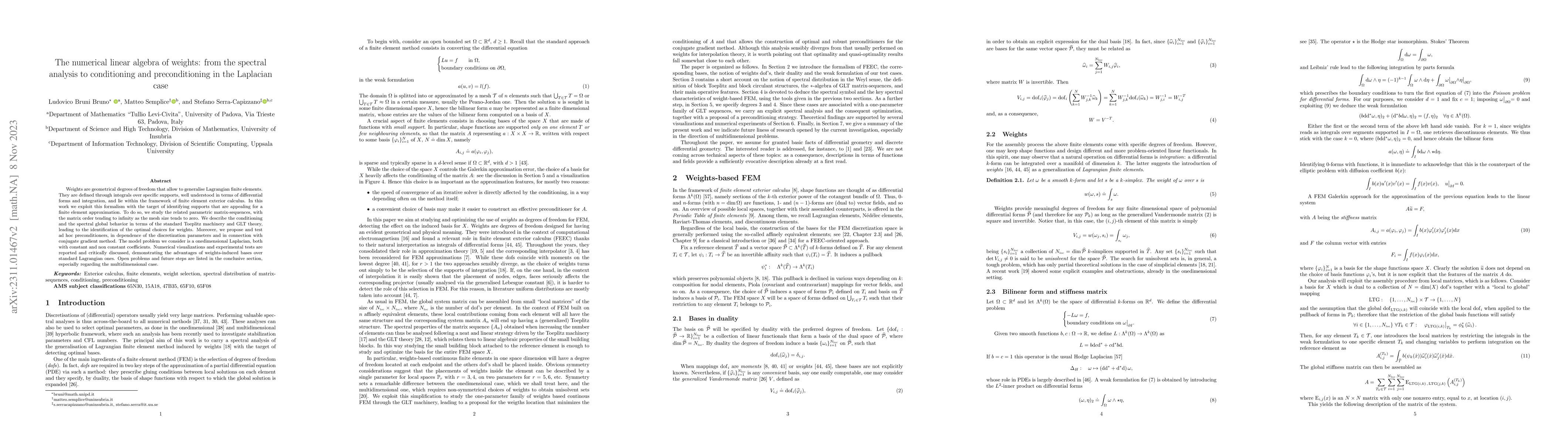 Thumbnail for The numerical linear algebra of weights: from the spectral analysis to
  conditioning and preconditioning in the Laplacian case