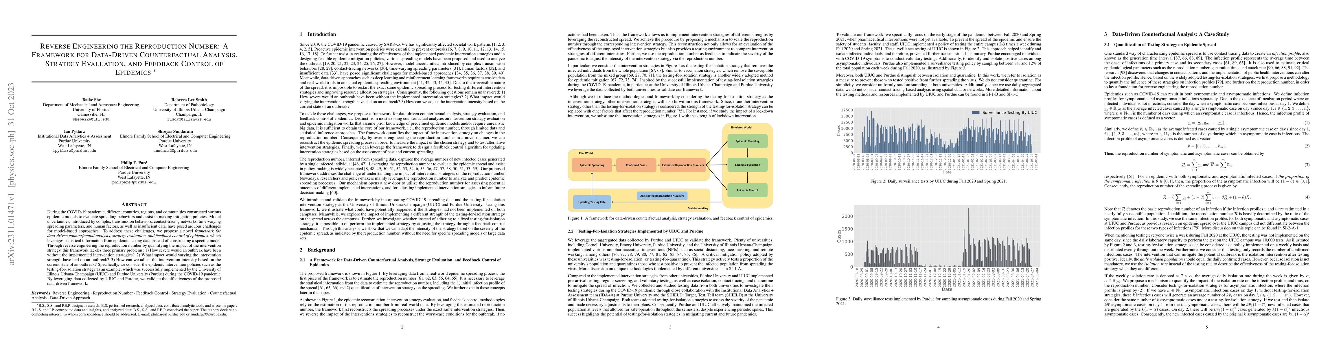 Thumbnail for Reverse Engineering the Reproduction Number: A Framework for Data-Driven
  Counterfactual Analysis, Strategy Evaluation, and Feedback Control of
  Epidemics