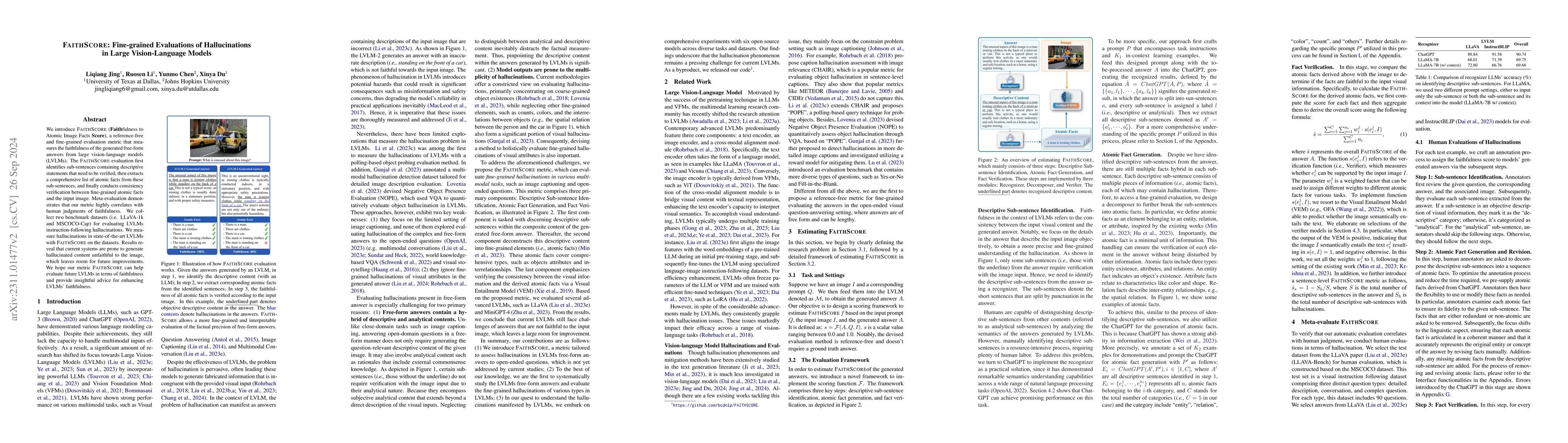 Thumbnail for FAITHSCORE: Evaluating Hallucinations in Large Vision-Language Models