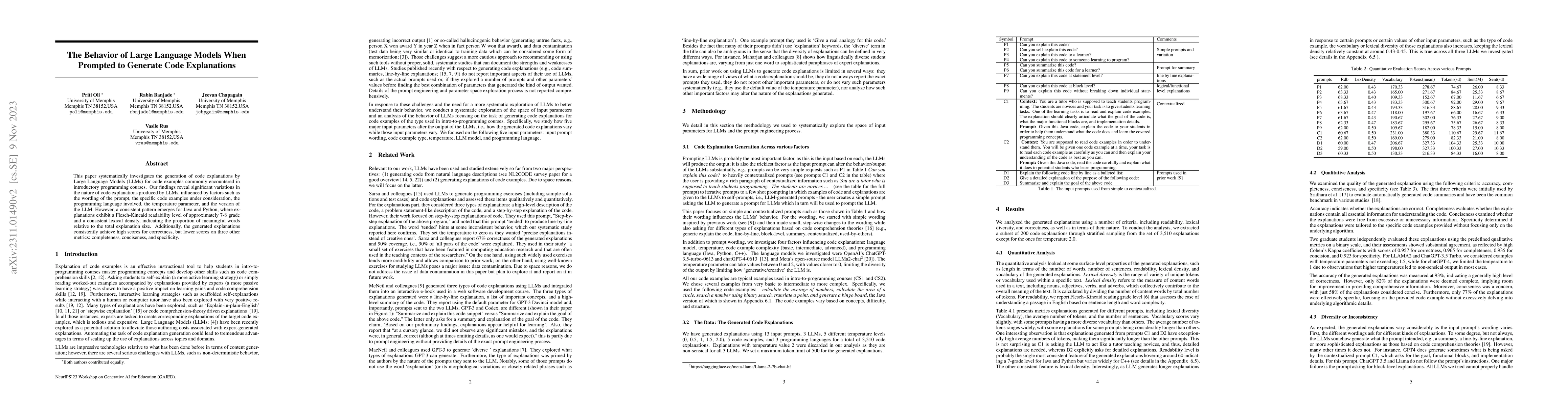 Thumbnail for The Behavior of Large Language Models When Prompted to Generate Code
  Explanations