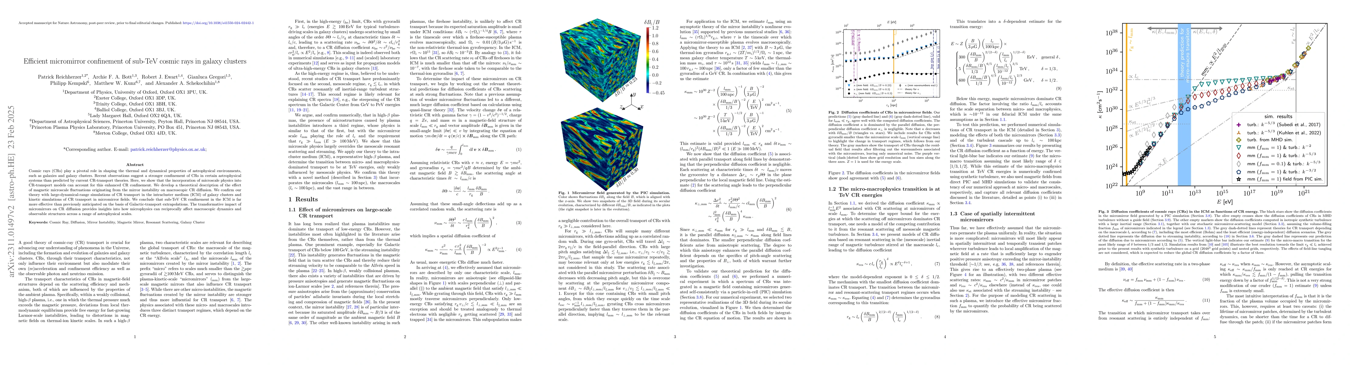 Thumbnail for Efficient micromirror confinement of sub-TeV cosmic rays in galaxy
  clusters