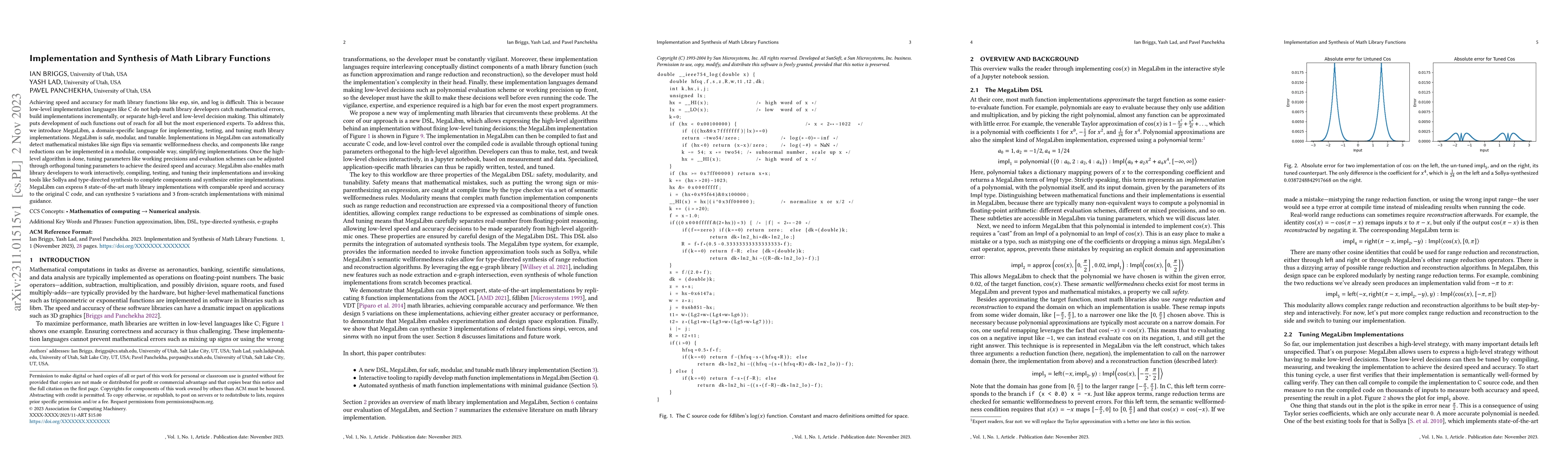 Thumbnail for Implementation and Synthesis of Math Library Functions
