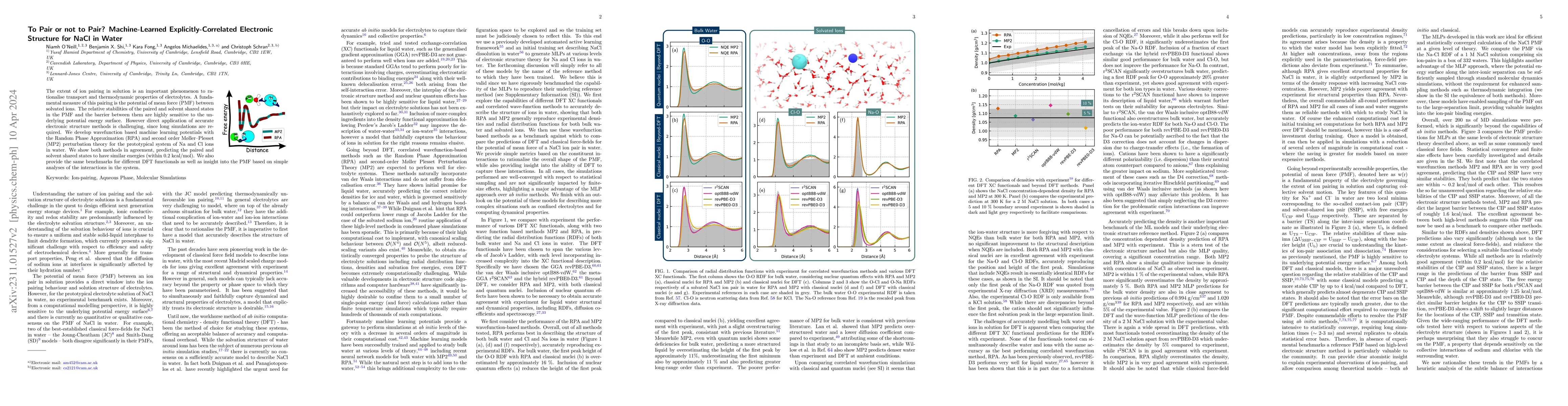 Thumbnail for To Pair or not to Pair? Machine-Learned Explicitly-Correlated Electronic
  Structure for NaCl in Water