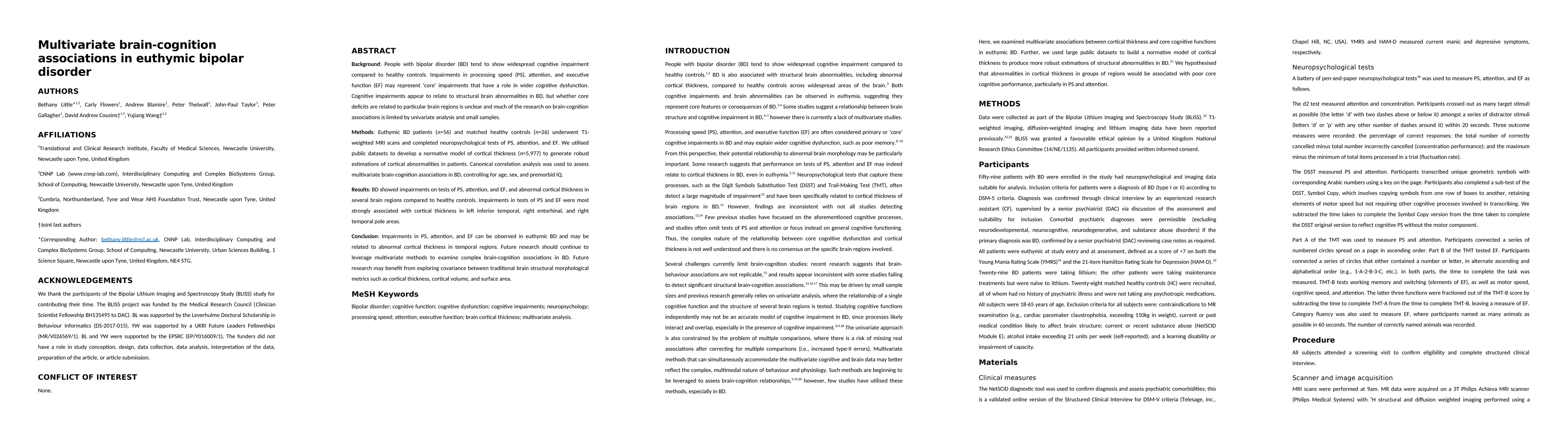 Thumbnail for Multivariate brain-cognition associations in euthymic bipolar disorder