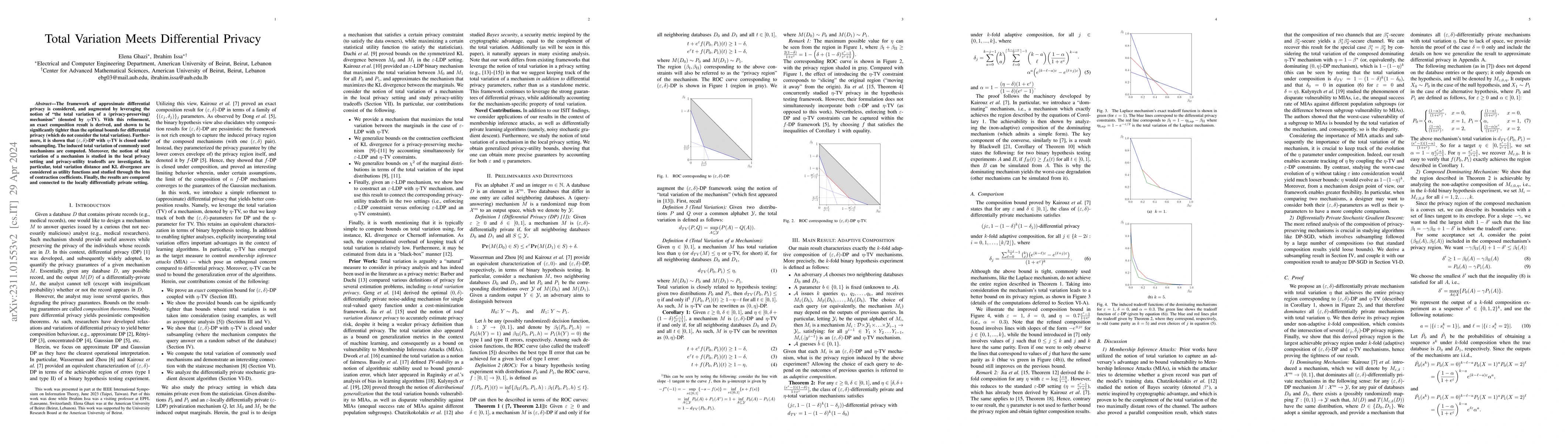 Thumbnail for Total Variation Meets Differential Privacy
