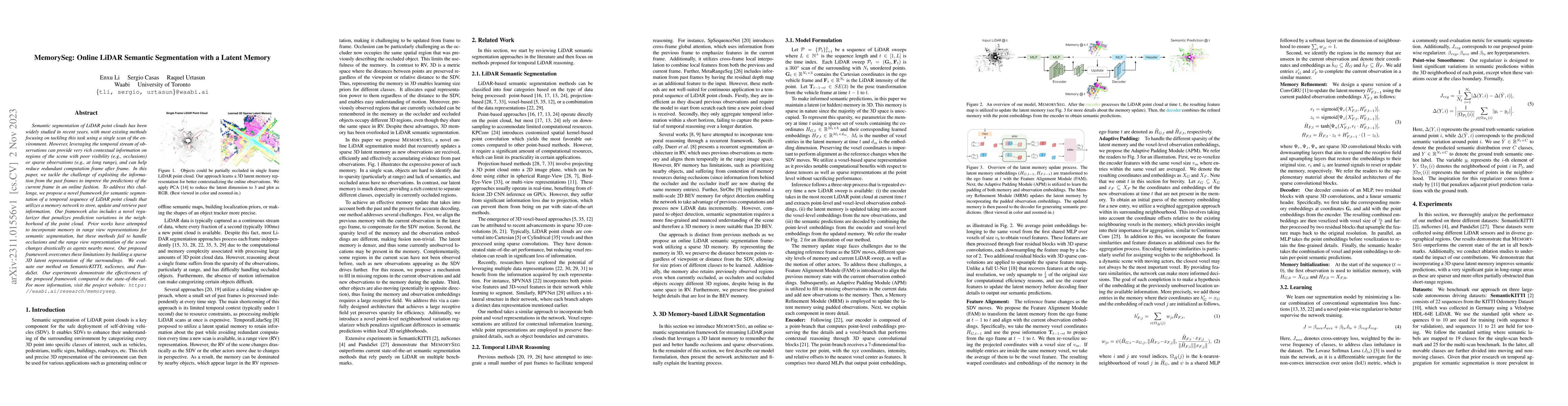 Thumbnail for MemorySeg: Online LiDAR Semantic Segmentation with a Latent Memory