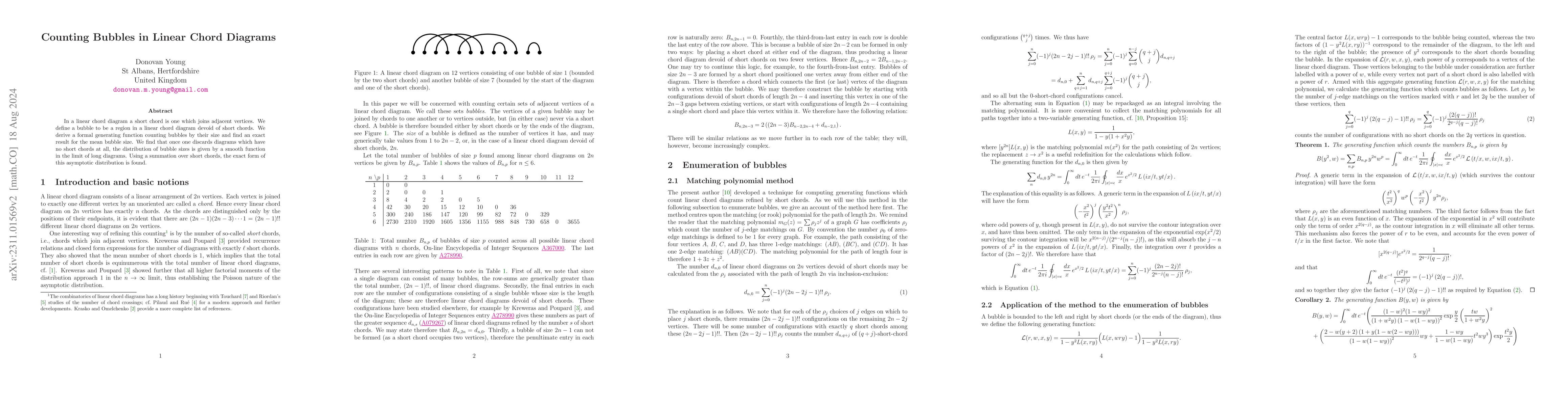Thumbnail for Counting Bubbles in Linear Chord Diagrams