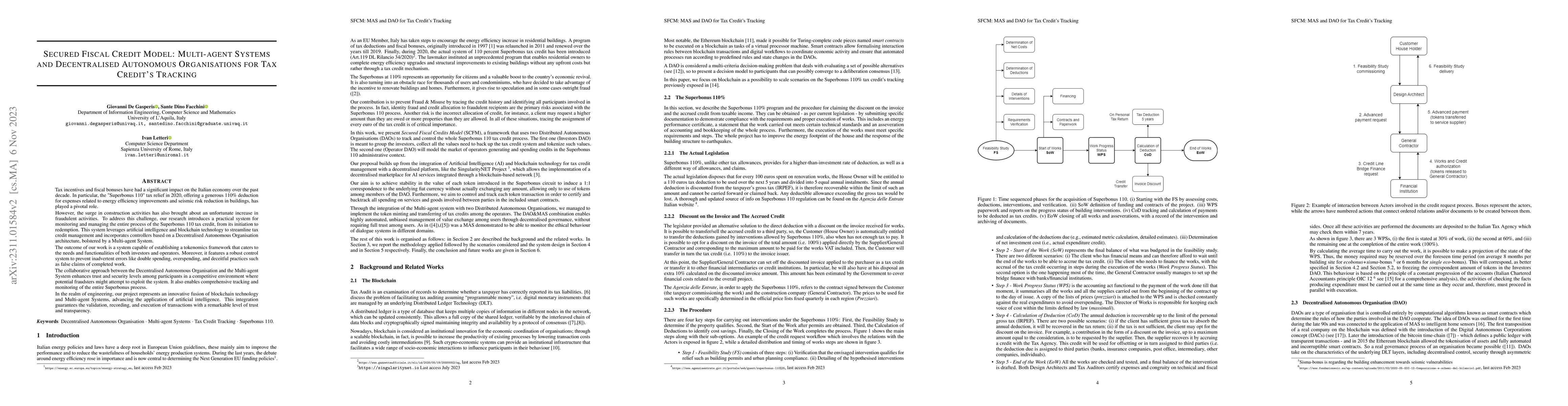 Thumbnail for Secured Fiscal Credit Model: Multi-Agent Systems And Decentralized
  Autonomous Organisations For Tax Credit's Tracking