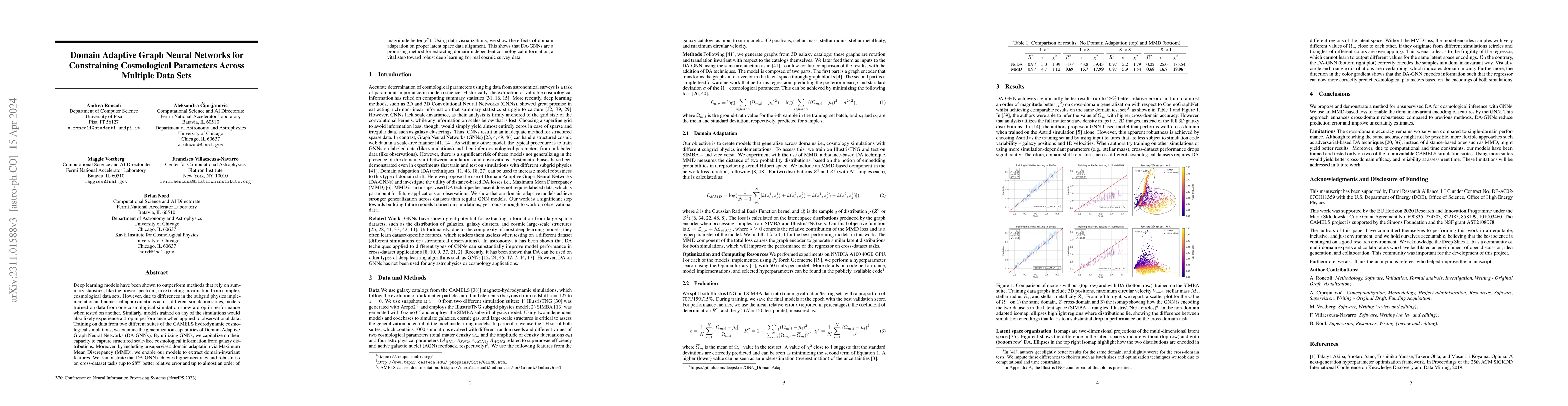 Thumbnail for Domain Adaptive Graph Neural Networks for Constraining Cosmological
  Parameters Across Multiple Data Sets