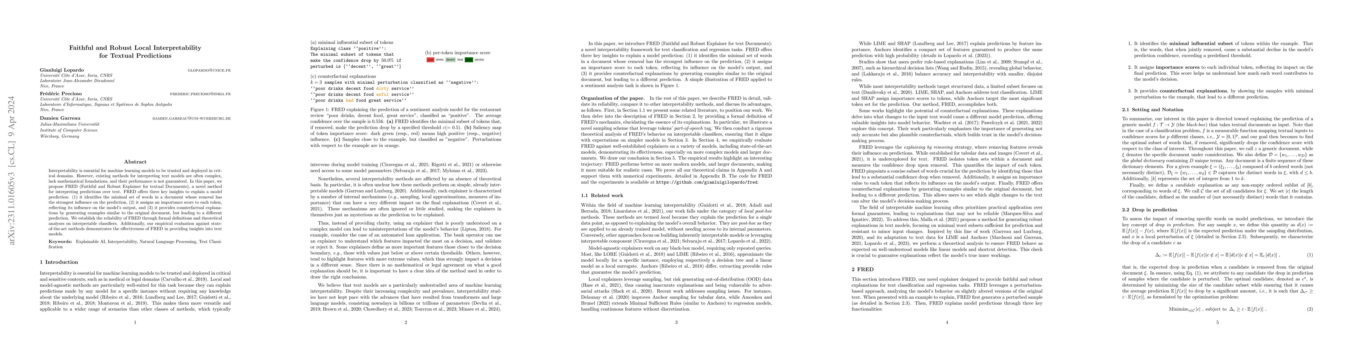 Thumbnail for Faithful and Robust Local Interpretability for Textual Predictions