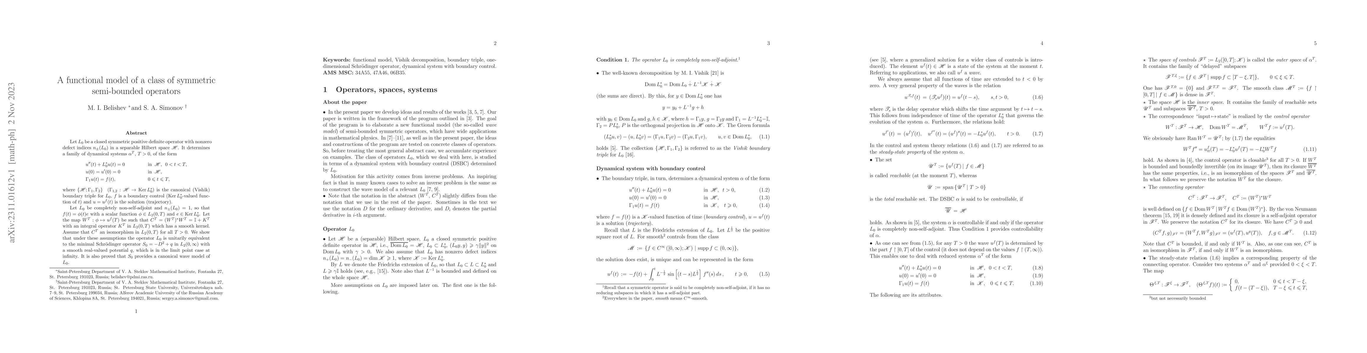 Thumbnail for A functional model of a class of symmetric semi-bounded operators