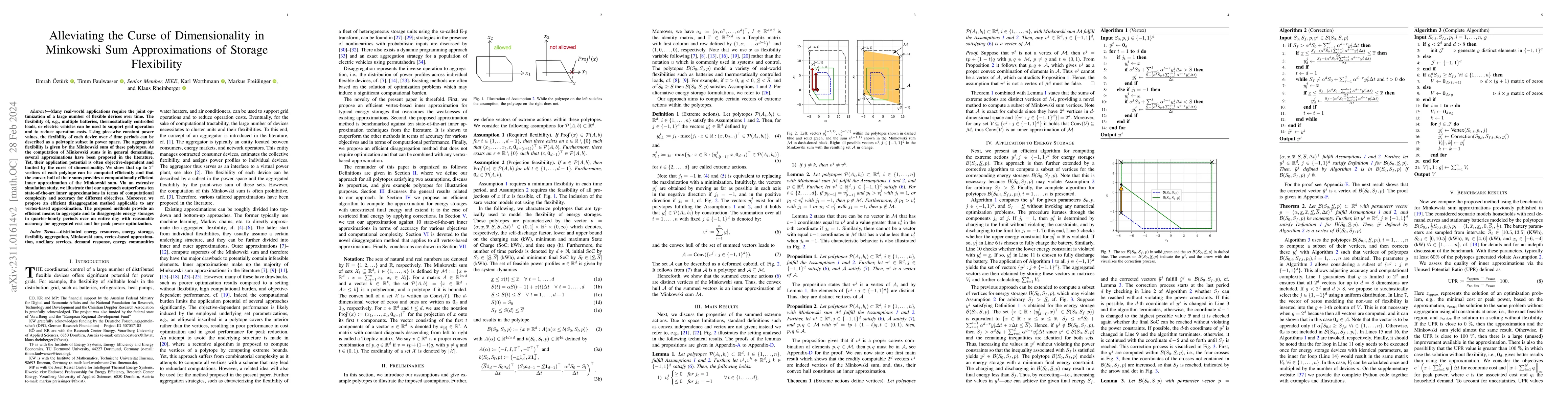 Thumbnail for Alleviating the Curse of Dimensionality in Minkowski Sum Approximations
  of Storage Flexibility