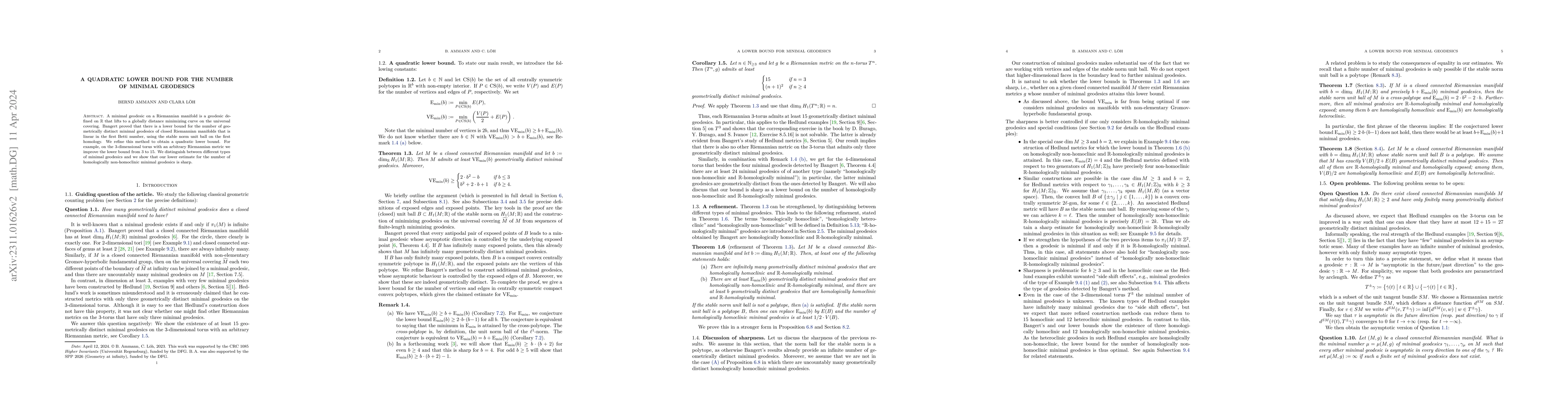 Thumbnail for A quadratic lower bound for the number of minimal geodesics
