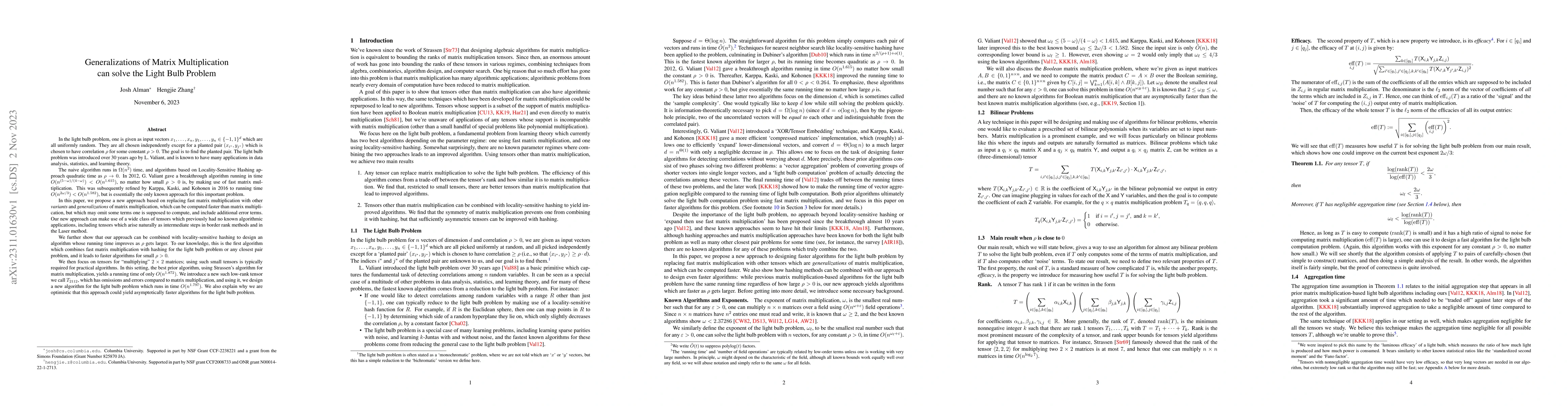 Thumbnail for Generalizations of Matrix Multiplication can solve the Light Bulb
  Problem