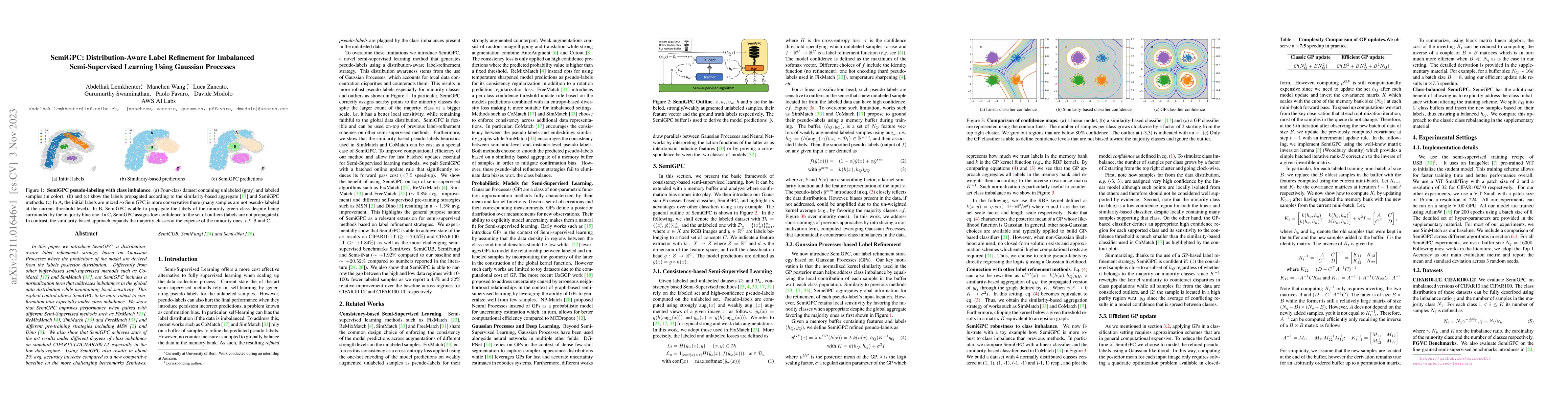 Thumbnail for SemiGPC: Distribution-Aware Label Refinement for Imbalanced
  Semi-Supervised Learning Using Gaussian Processes
