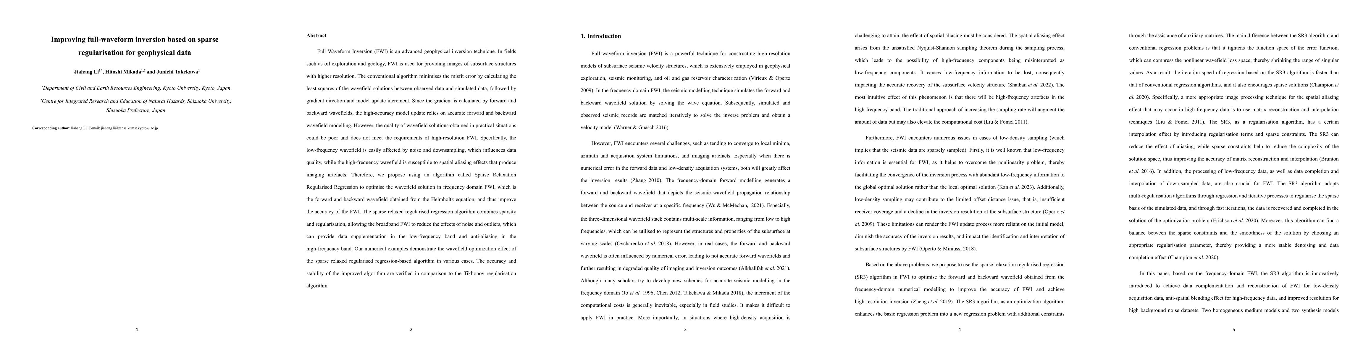Thumbnail for Improving full-waveform inversion based on sparse regularisation for
  geophysical data