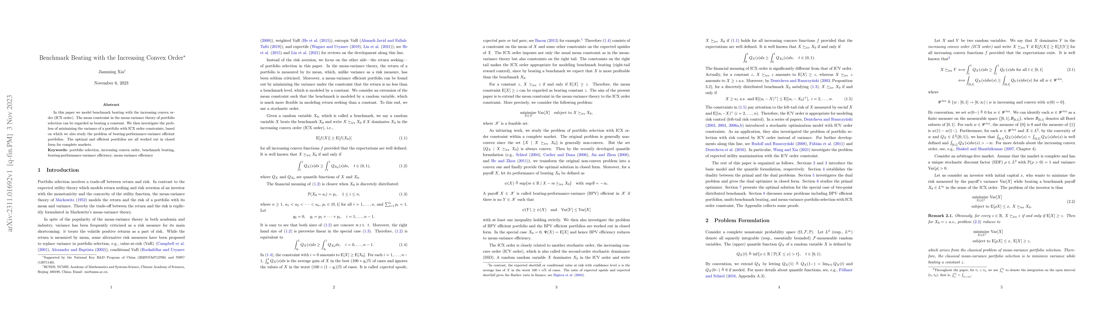 Thumbnail for Benchmark Beating with the Increasing Convex Order