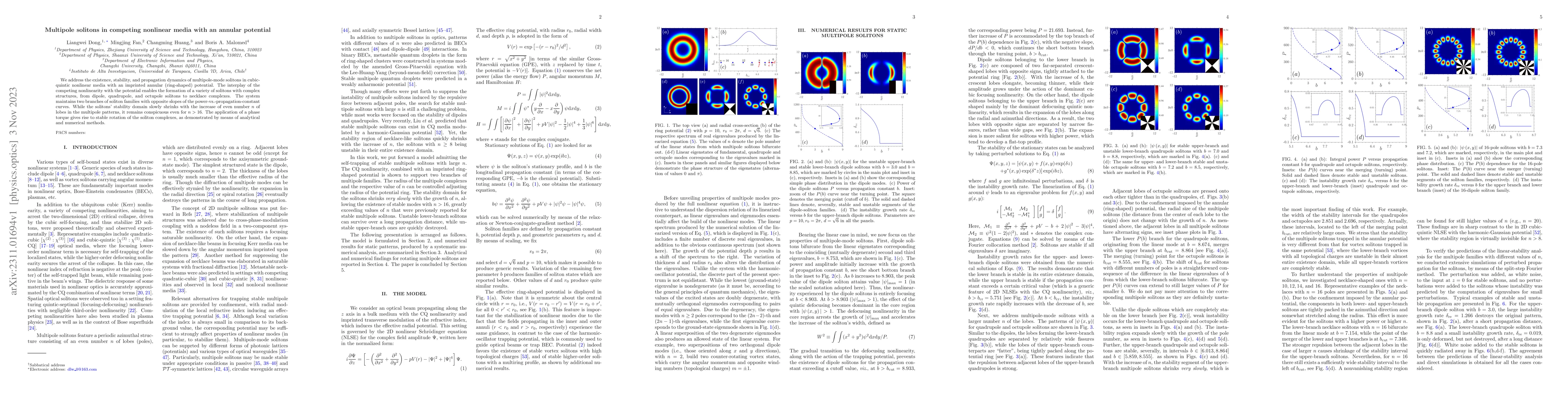 Thumbnail for Multipole solitons in competing nonlinear media with an annular
  potential