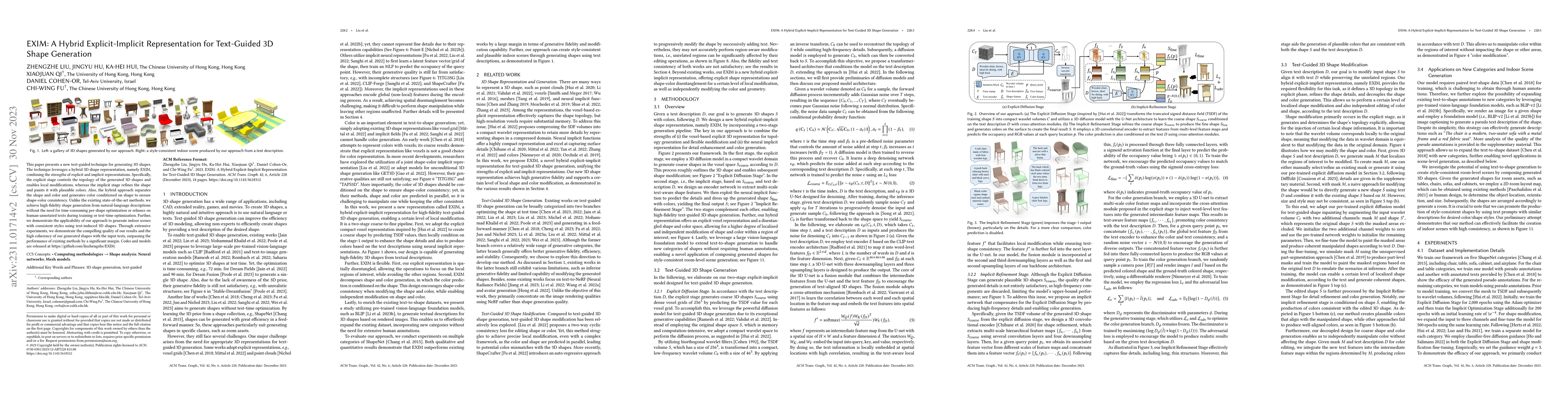 Thumbnail for EXIM: A Hybrid Explicit-Implicit Representation for Text-Guided 3D Shape
  Generation