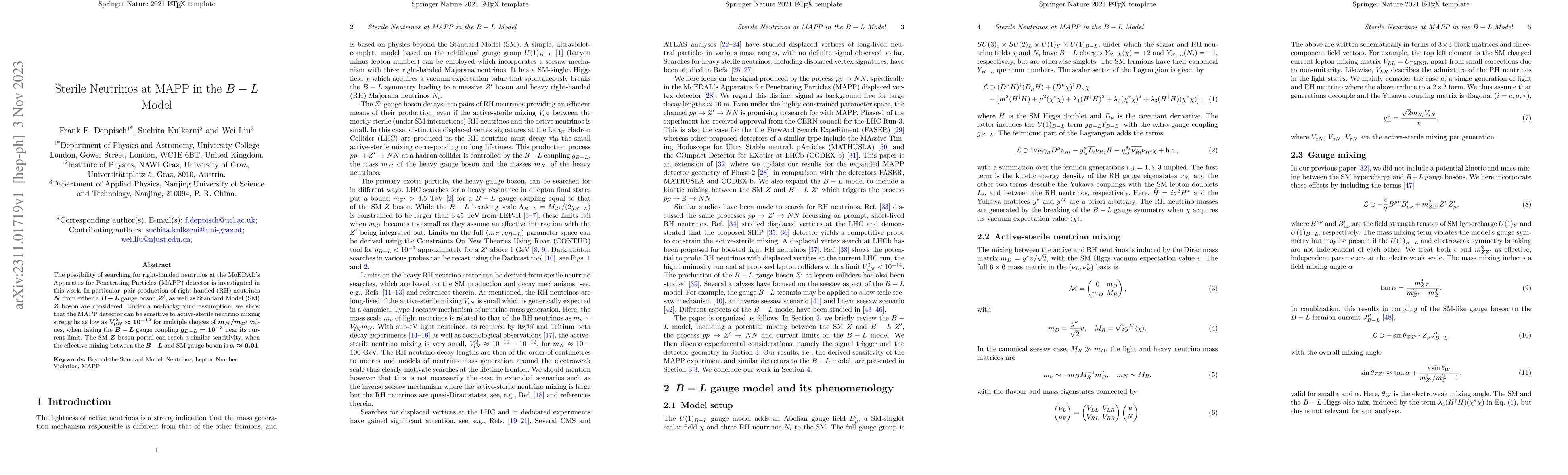 Thumbnail for Sterile Neutrinos at MAPP in the B-L Model