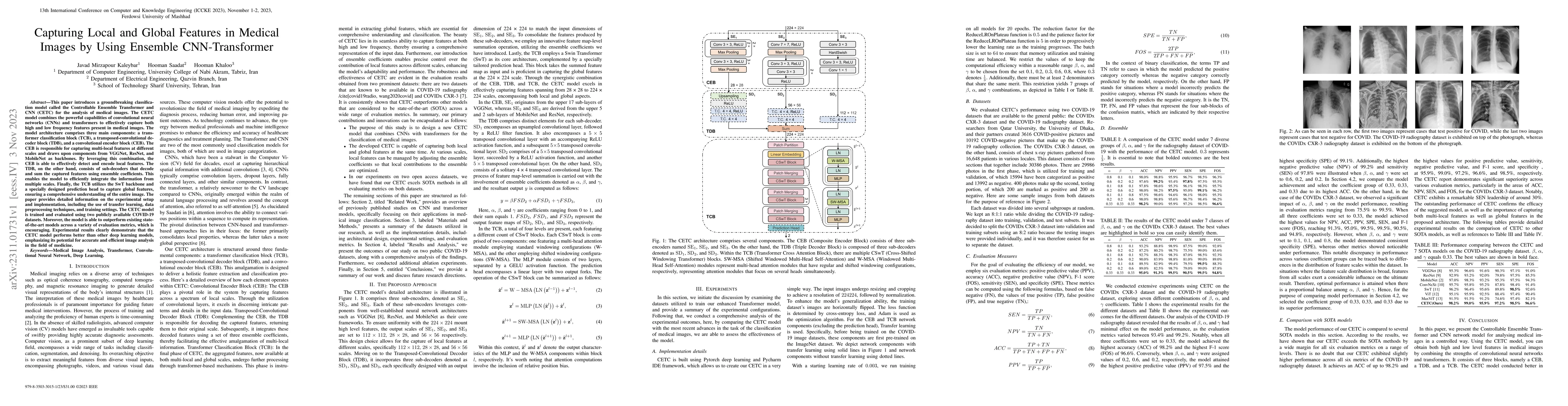 Thumbnail for Capturing Local and Global Features in Medical Images by Using Ensemble
  CNN-Transformer