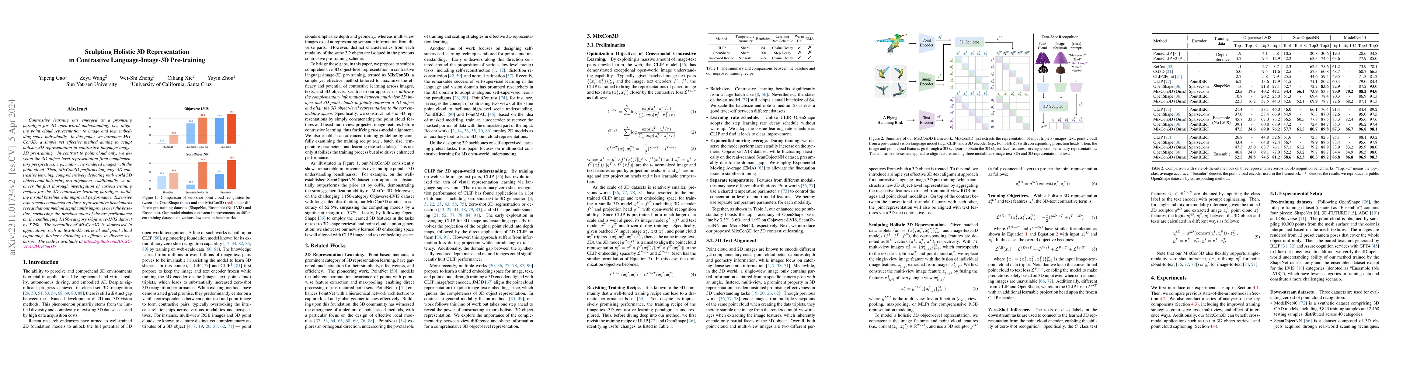 Thumbnail for Sculpting Holistic 3D Representation in Contrastive Language-Image-3D
  Pre-training