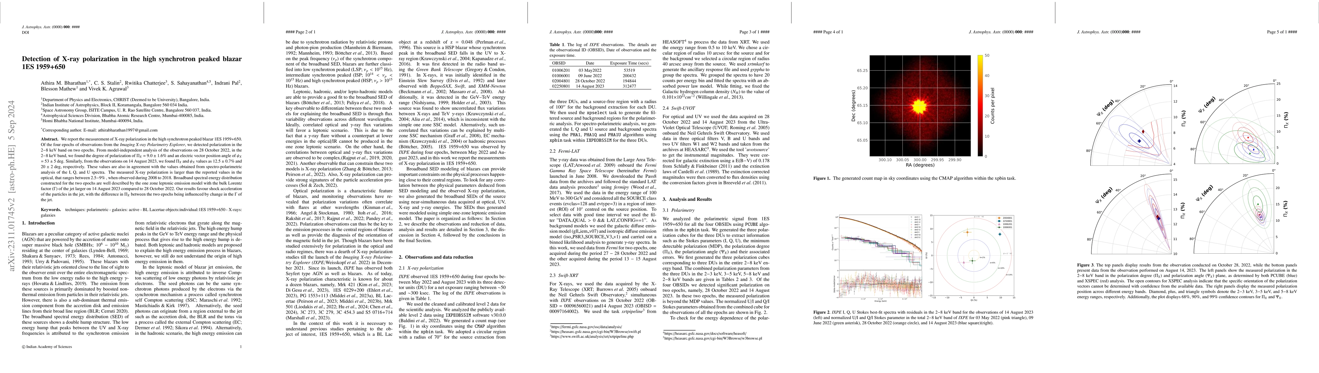 Thumbnail for Detection of X-ray Polarization in the High Synchrotron Peaked Blazar
  1ES 1959+650