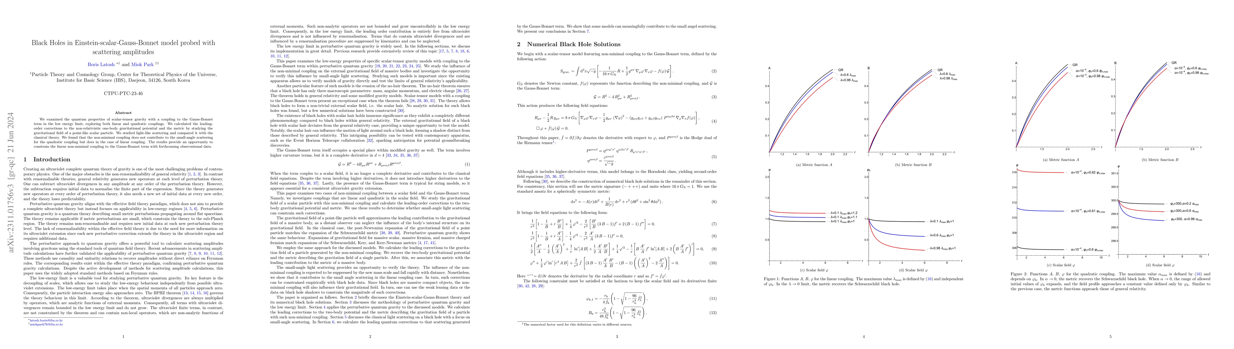 Thumbnail for Black Holes in Einstein-scalar-Gauss-Bonnet model probed with scattering
  amplitudes