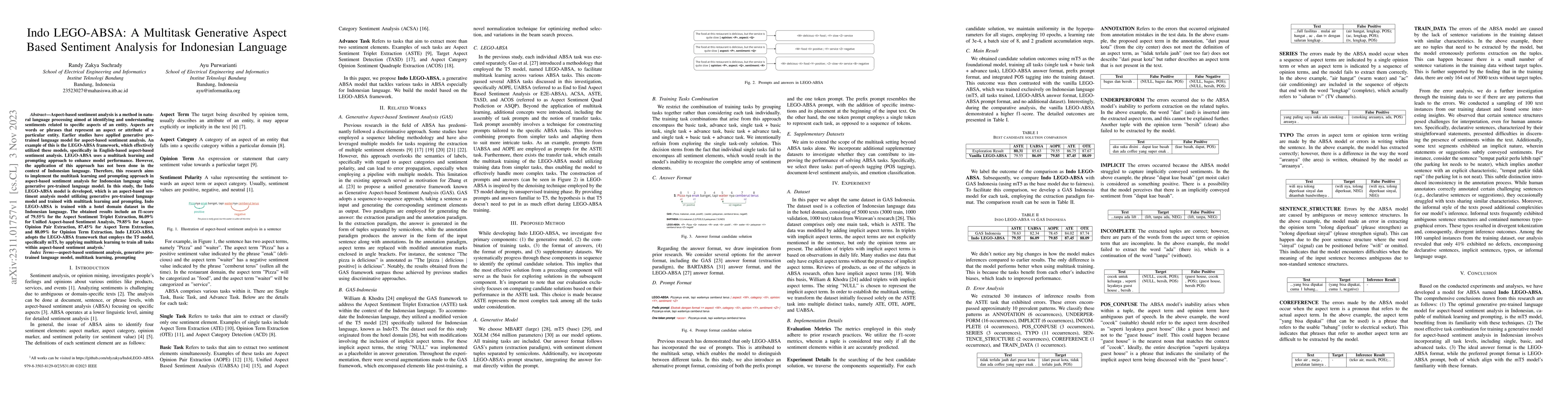 Thumbnail for Indo LEGO-ABSA: A Multitask Generative Aspect Based Sentiment Analysis
  for Indonesian Language