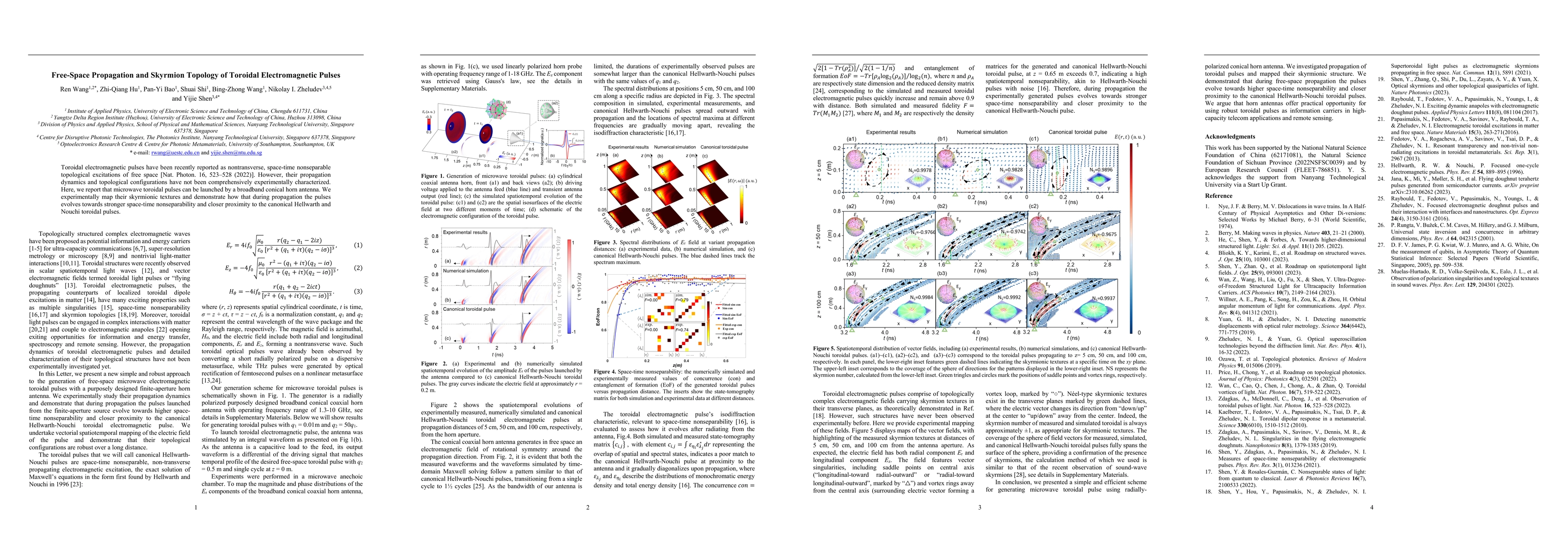 Thumbnail for Free-Space Propagation and Skyrmion Topology of Toroidal Electromagnetic
  Pulses