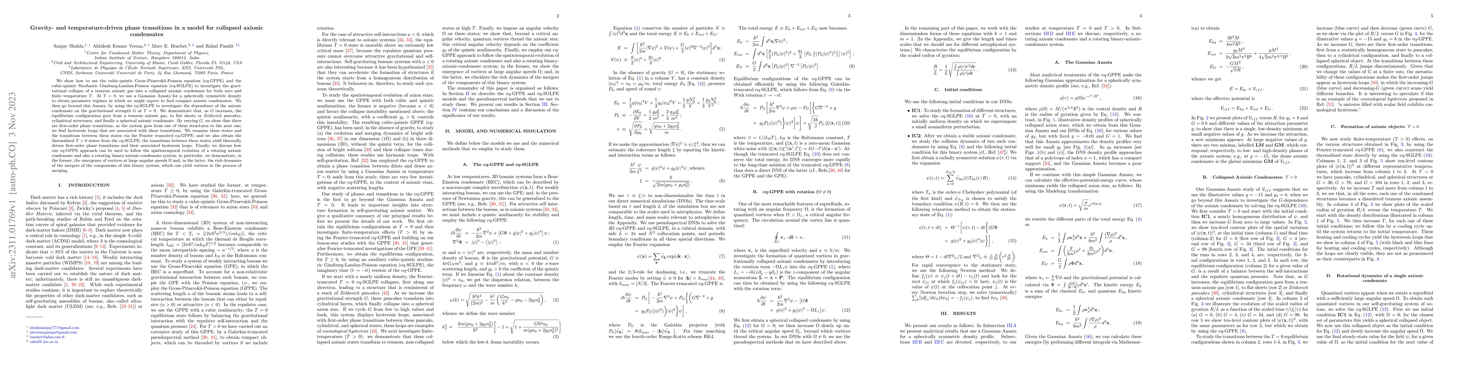 Thumbnail for Gravity- and temperature-driven phase transitions in a model for
  collapsed axionic condensates