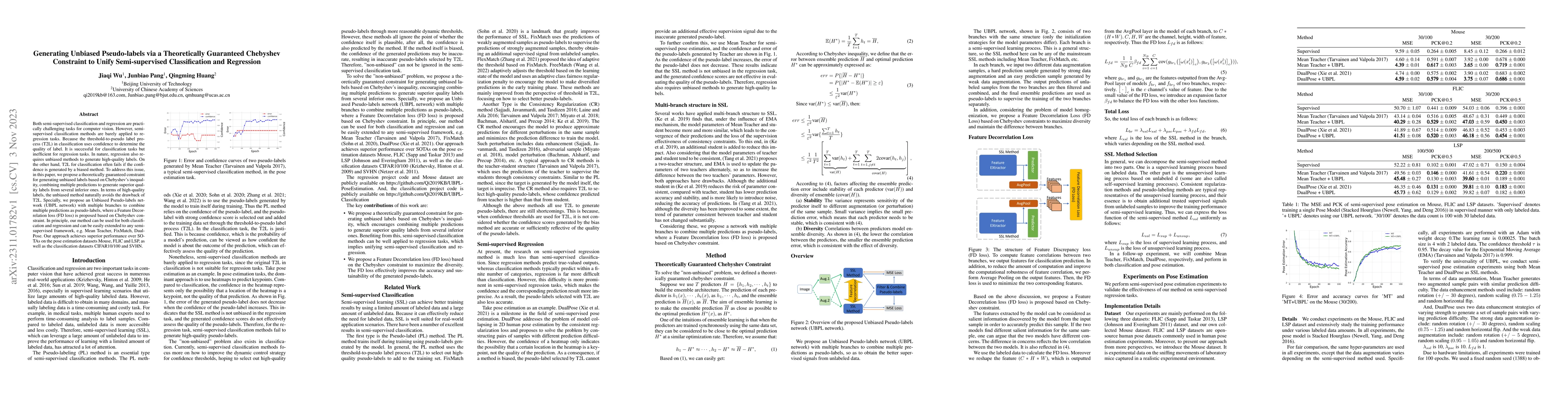 Thumbnail for Generating Unbiased Pseudo-labels via a Theoretically Guaranteed
  Chebyshev Constraint to Unify Semi-supervised Classification and Regression